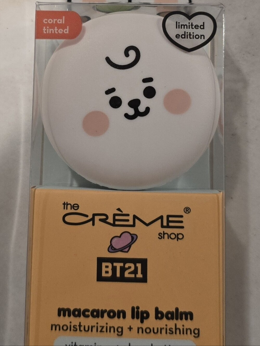The Crème Shop BT21 Coral Tinted Macaron Lip Balm - Hydrating Pink Coral 4 Count